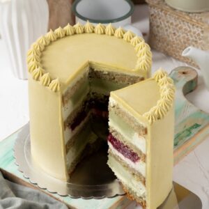 Pistachio raspberry signature cake